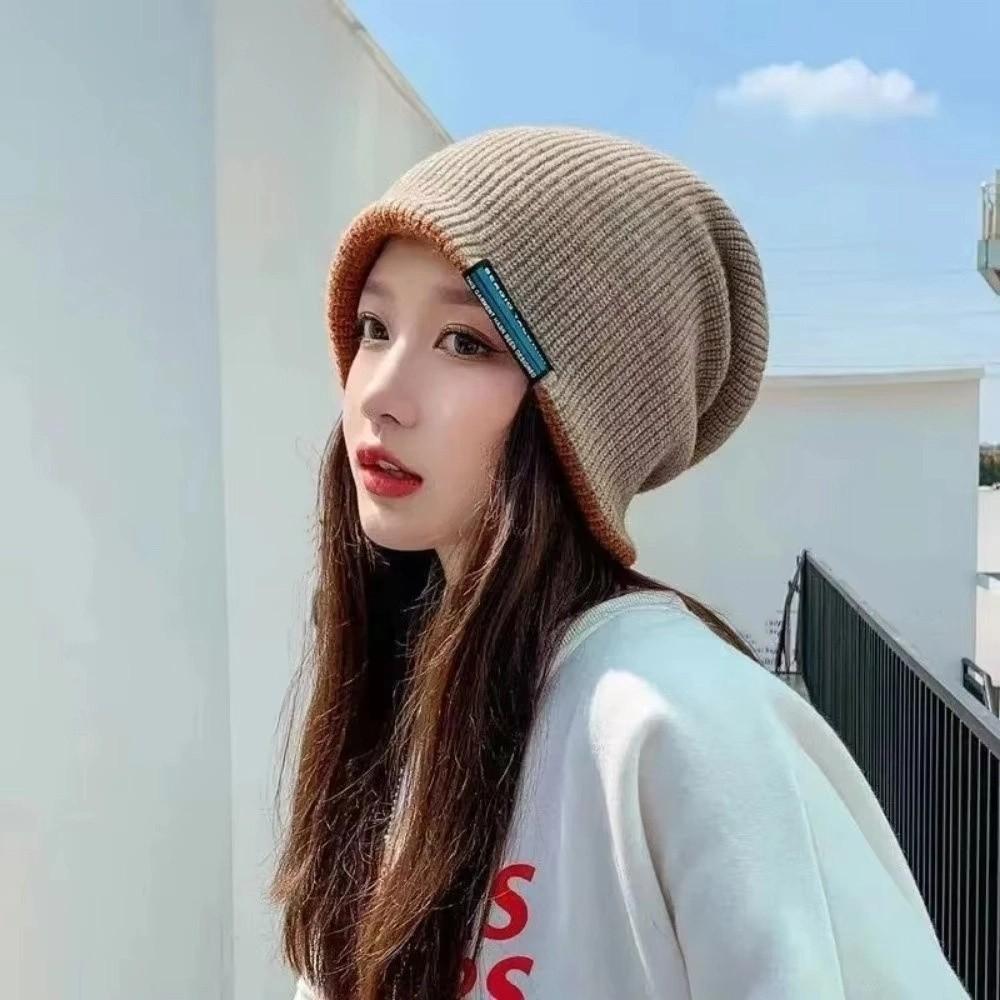 Korean Style Knitted Hat Breathable All-match Hat Cozy Double-faced Hat  Female Use