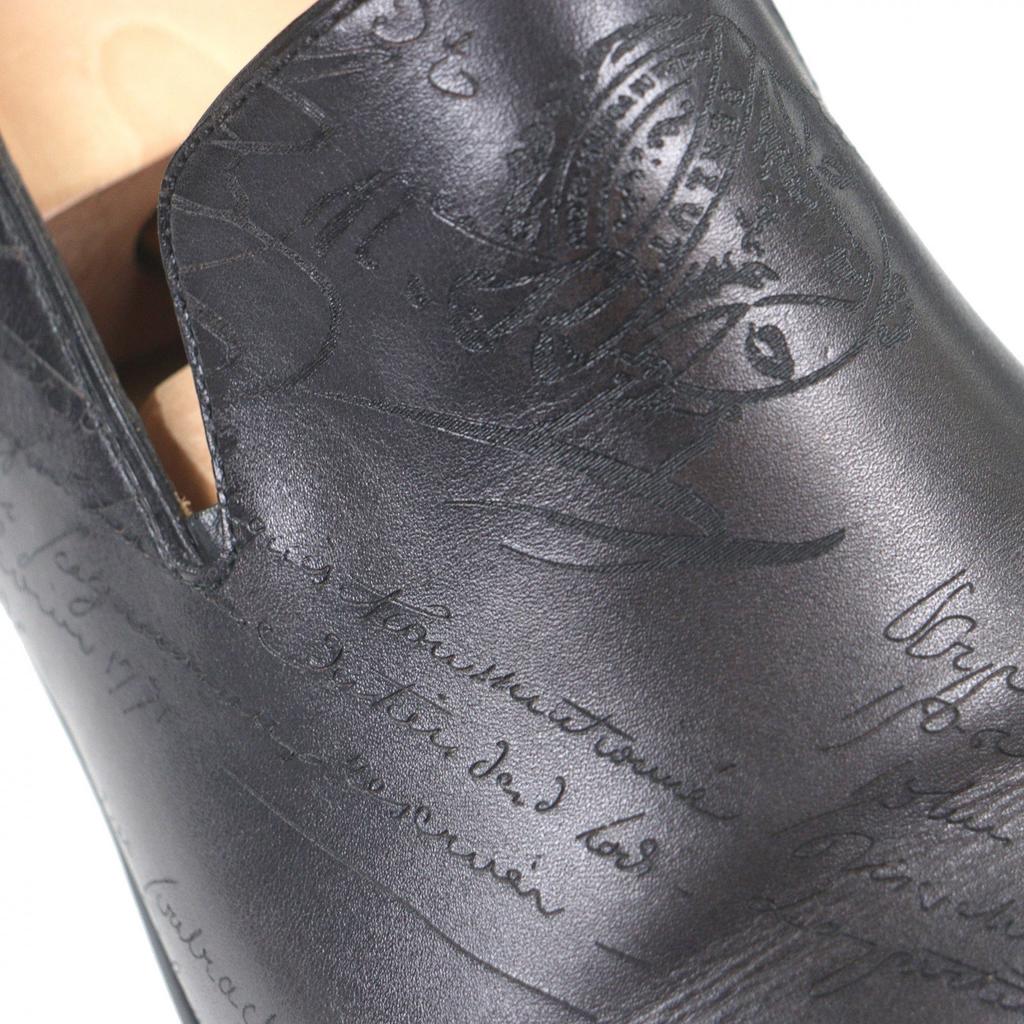 Excellent BERLUTI loafers Gare Cursive Calligraphy flat shoes Gray Used