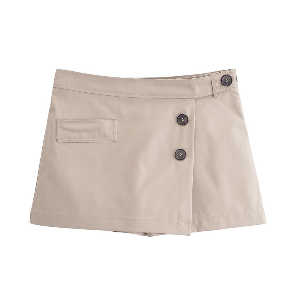 Wiosna 2025 Damski Europejski i Amerykański Styl Zapinany Zestaw Kulotów i Krótkiej Kamizelki