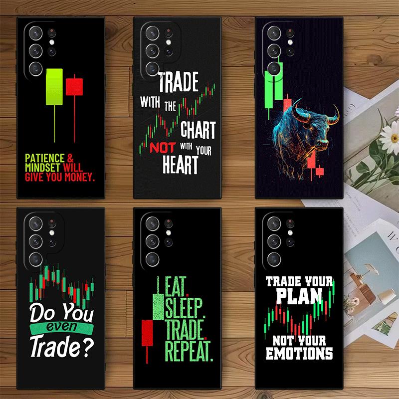 Day Trader Forex Day Trading Soft Phone Case for Samsung Galaxy S26 S25 Edge S24 Ultra S23 Plus S22 S21 FE S20 Black Cover Back