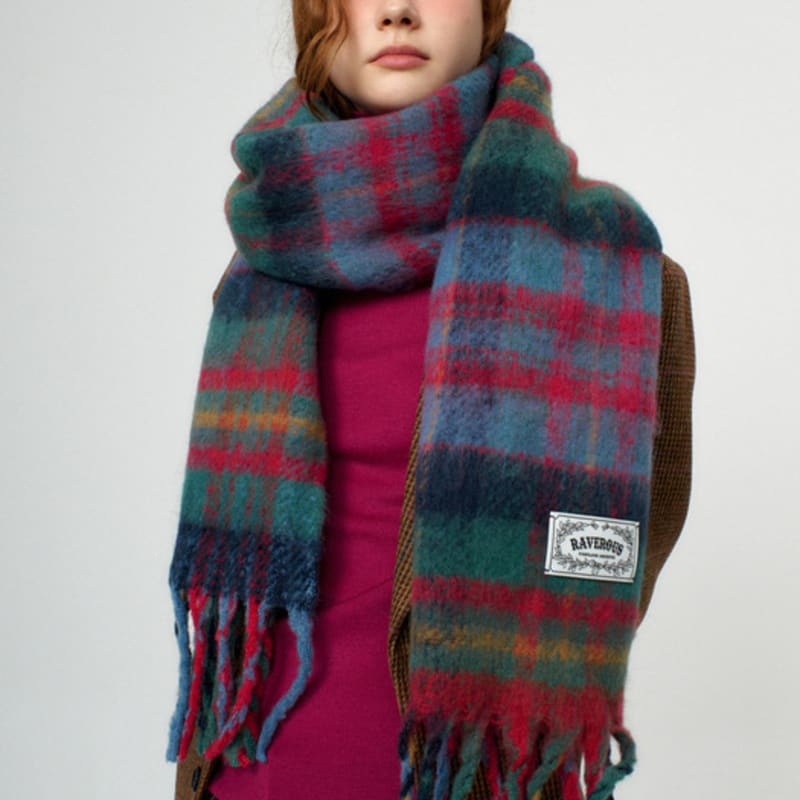 RAVEROUS Soft Brushed Check Muffler_Green