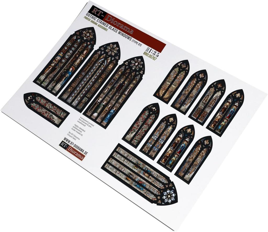 RT Diorama 1/35 Gothic Stained Glass Window Type 1 Miniature Accessory RTD35767 (Scenery)