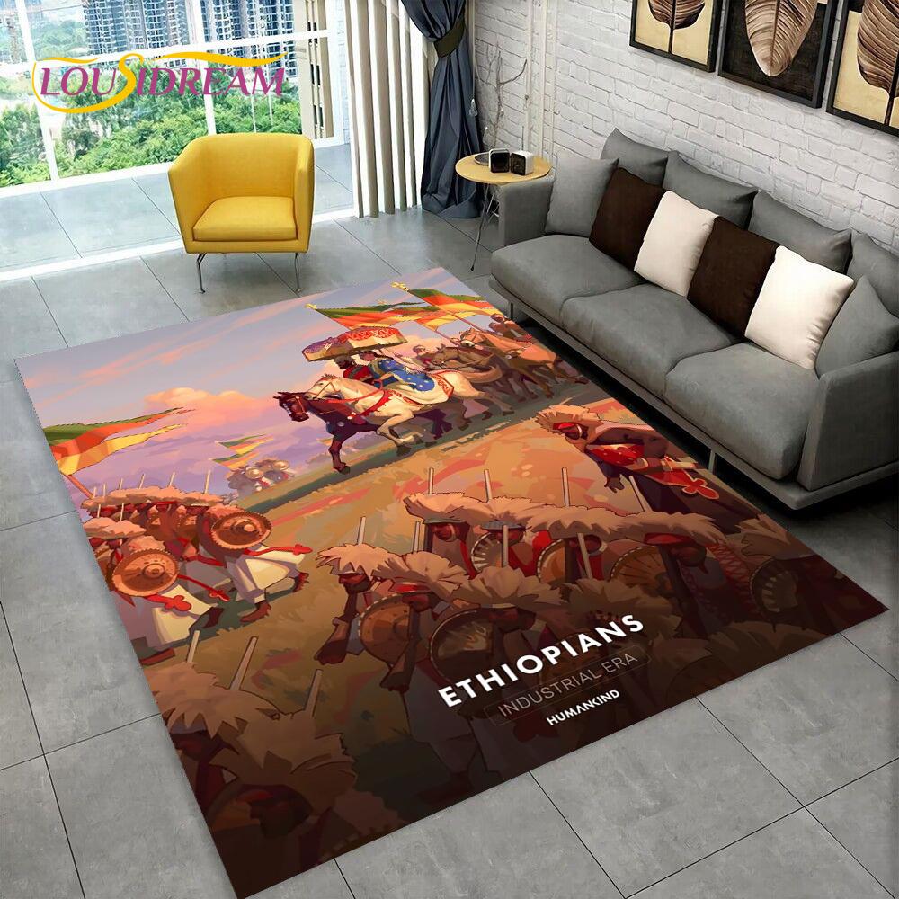 3D Africa Ethiopian Painting Art Custom Cartoon Area Rug Large,Carpet for Home Living Room Sofa Doormat Decor,Non-slip Floor Mat
