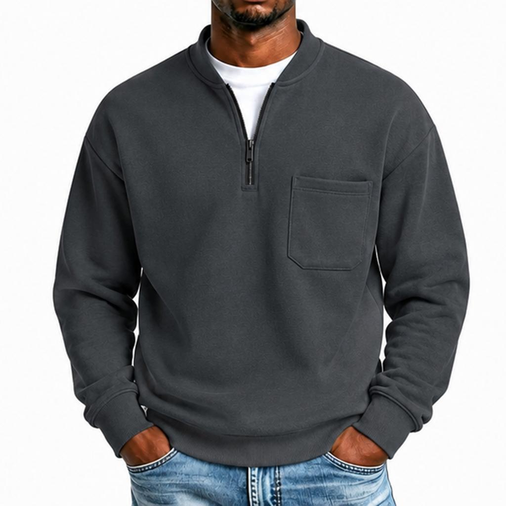 Herrenmode - gefüttertes Langarm-Sweatshirt für den Winter (mit Taschen)