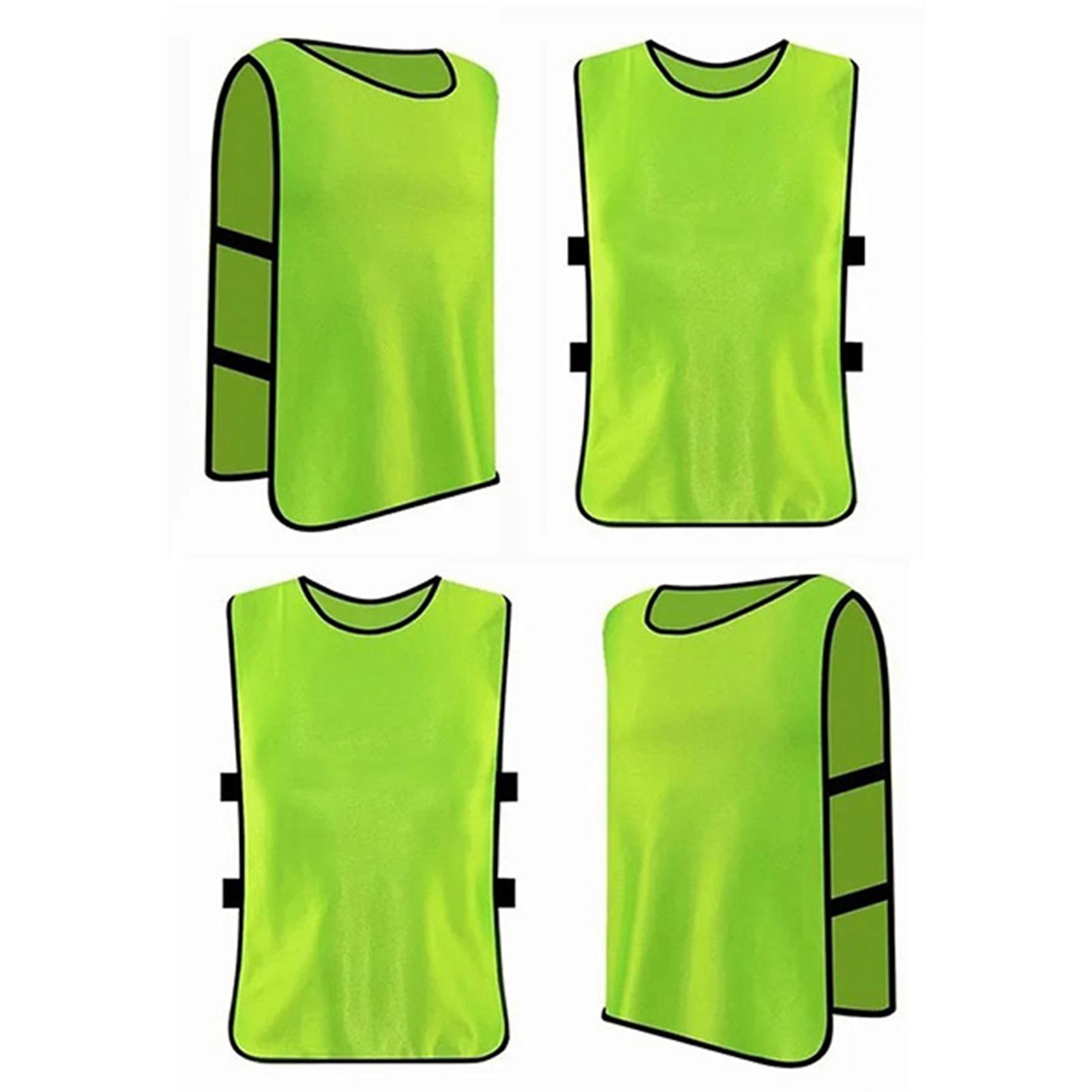 

4PCS Football Training Vest Fluorescent Green Mercerized Cloth Soccer Vest for Outdoor Adults