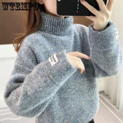 Winter Ladies Sweater Loose Outside Lazy Wind Women's Autumn and Winter Thickened Knitted Set Head