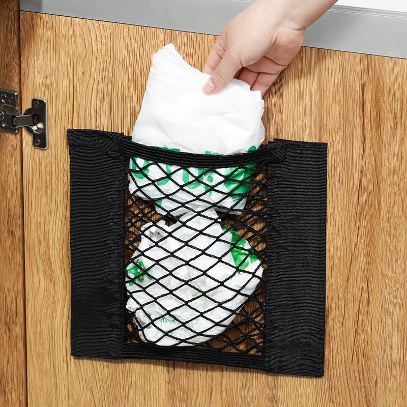 1Pcs Refrigerator Storage Mesh Bag Double Compartment Hanging Pouch Kitchen Organizer Pockets with Hook Washable Storage Bag KTY