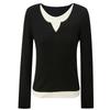 Sancai Damen Faux Zweiteiler Colorblock 100% Wollpullover