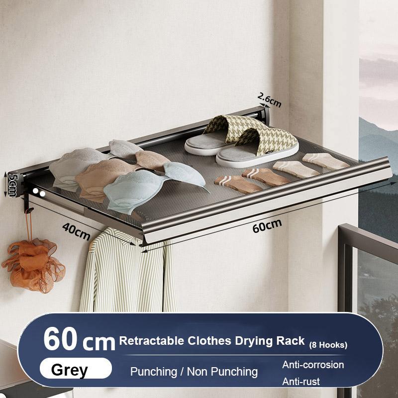 

Складная полка для хранения вещей в ванной комнате, настенная выдвижная сушилка для одежды, держатель для носков, вешалка для одежды, аксессуары 60cm серый