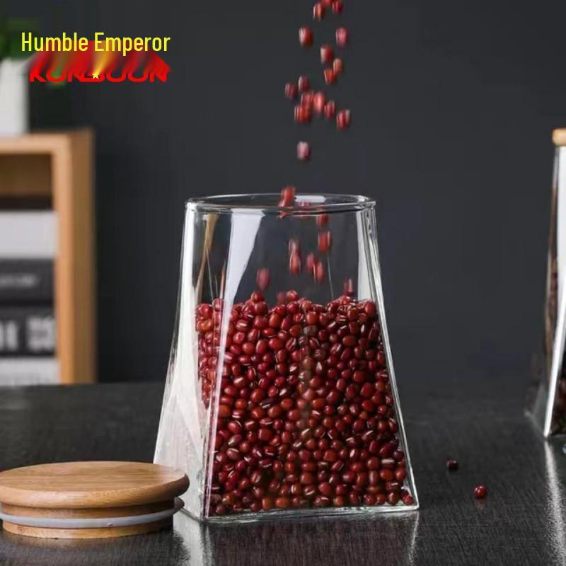 QXING Round & Square Transparent Glass Sealed Storage Jars with Lids
