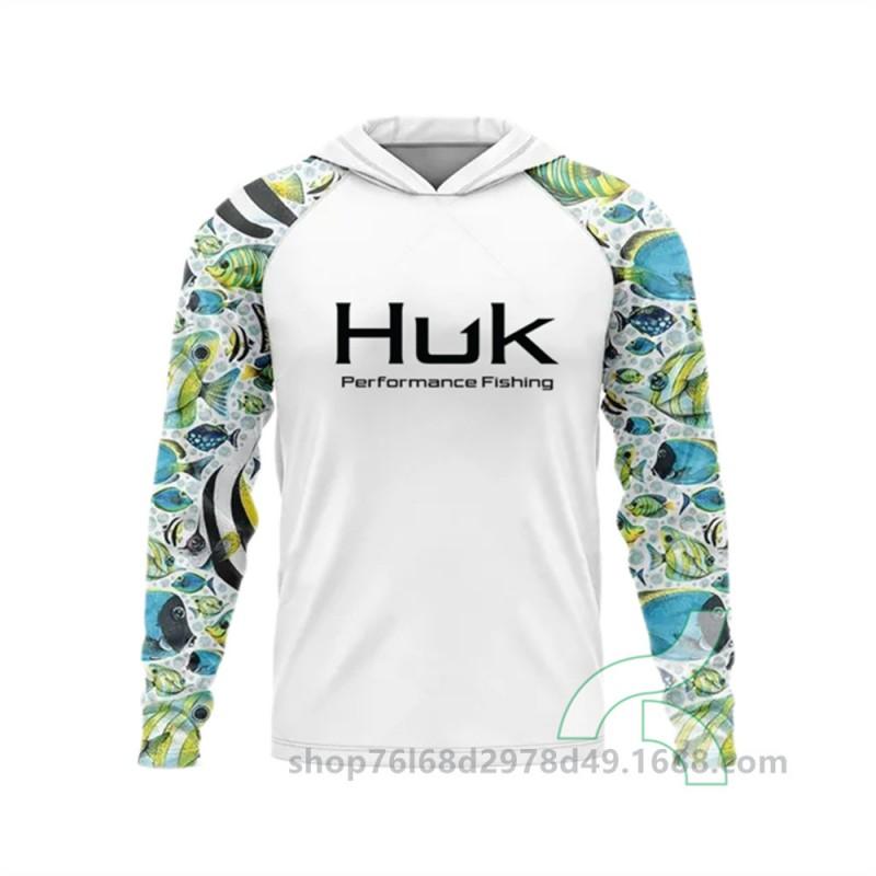 Mens UPF 50 Quick-Dry Fishing Shirt With Hood Long Sleeve Breathable Outdoor T-Shirt Angling Wear