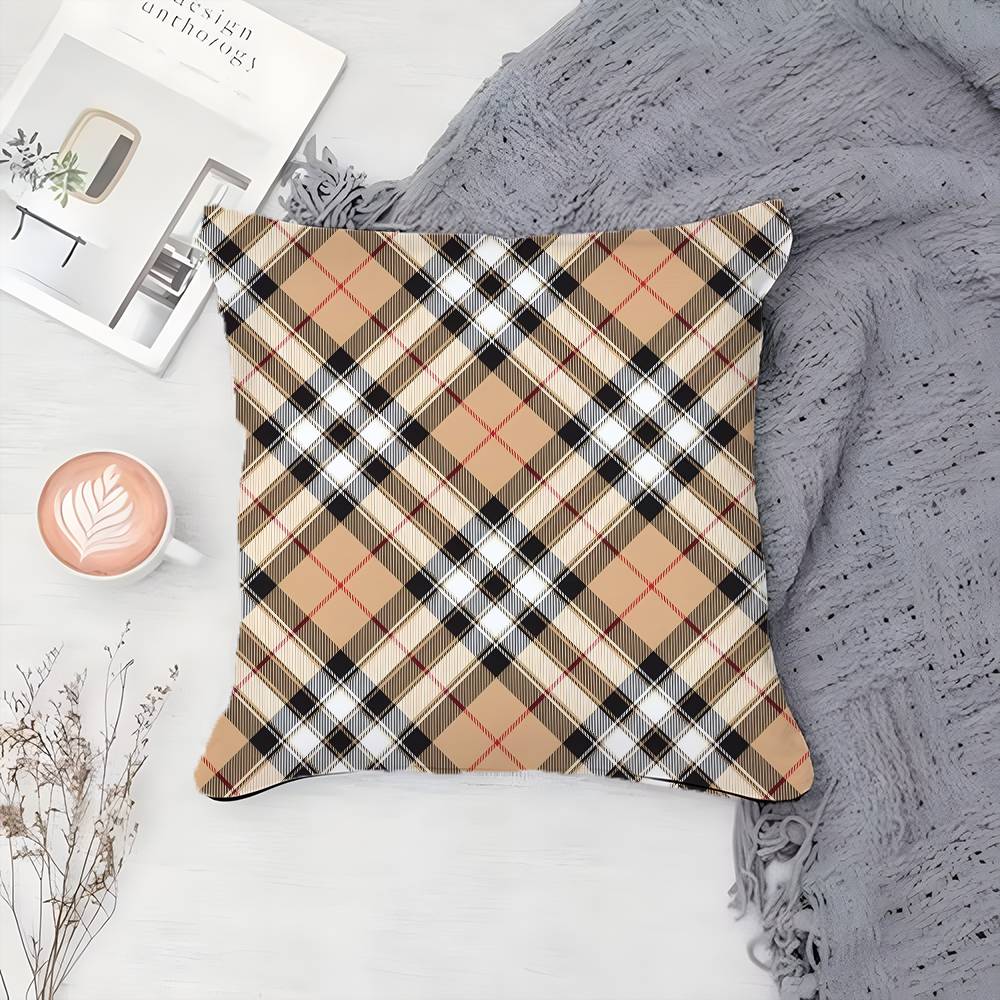 Elegant and Simple Home Plaid Pattern Pillow Case Printing Pillowcase Living Room Sofa Cushion Cover Bedroom Room Decor