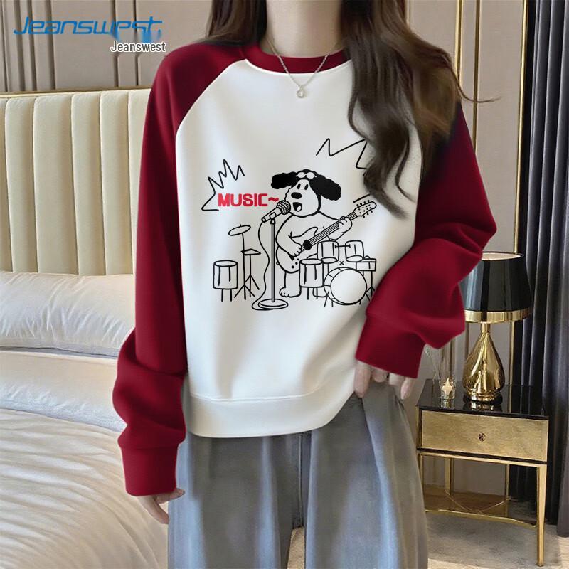 Jeanswest Women s Cartoon Print Color-Block Sweatshirt S