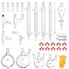 Lab Distillation Kit, 3.3 Boro Lab Glassware Distillation Kit with 24, 40 Joint, 1000ml Essential Oil Distillation Apparatus Kit, 32 pcs Set of