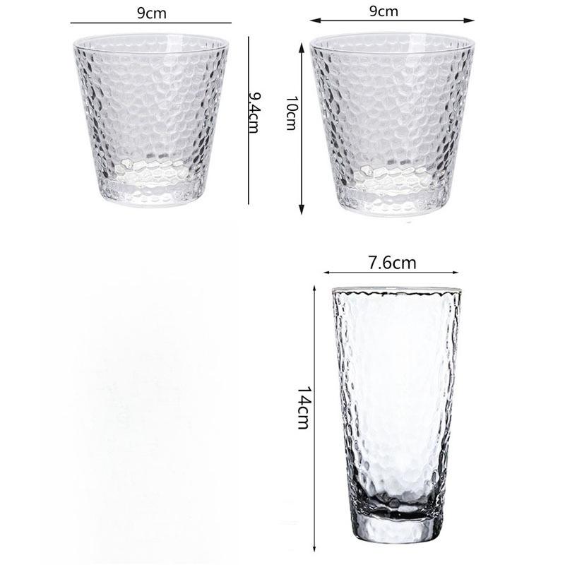 300ml/320ml/330ml Elegant Transparent Hammer Patterned Glass Cup Cocktail Glass High End Whiskey Beer Cups Household Juice Mug