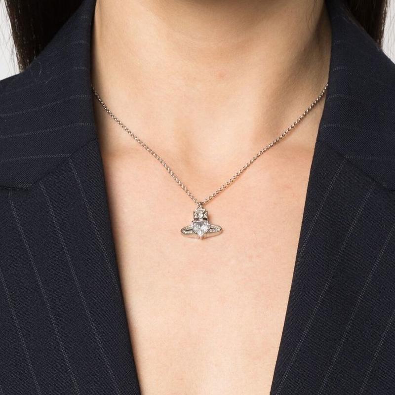 VIVIENNE WESTWOOD Collar de latón con diamantes en forma de corazón Ariella para mujer Plata ARIELLA