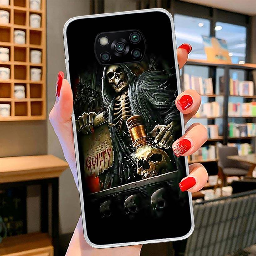 Reaper Skull Skeleton Gun Cover Phone Case For Xiaomi Poco F7 Ultra X7 X6 X5 Pro M7 Redmi 15C 15 13C 13 12C 12 10C 10 9A 9C 9T 9