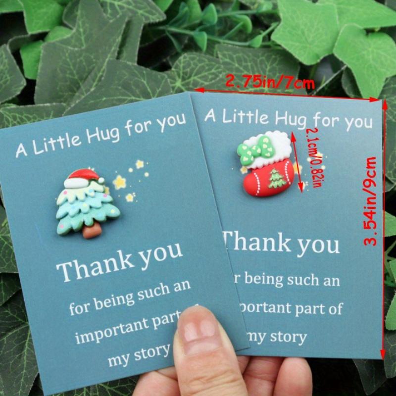 10pcs Mini Hug Cards with Resin Decorations Christmas Birthday Valentine Greeting Thank You Cards Bulk Gifts for Friends Family