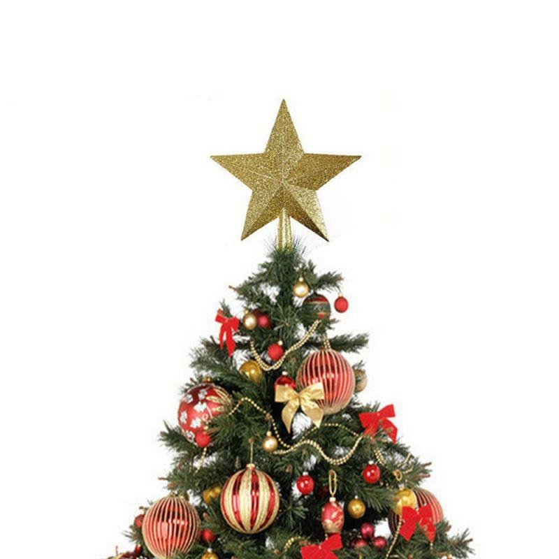 Christmas Tree Top Star Festive Five-Pointed Star Accessorie Home Decoration Reusable Party Supplies Xmas New Year's Ornament