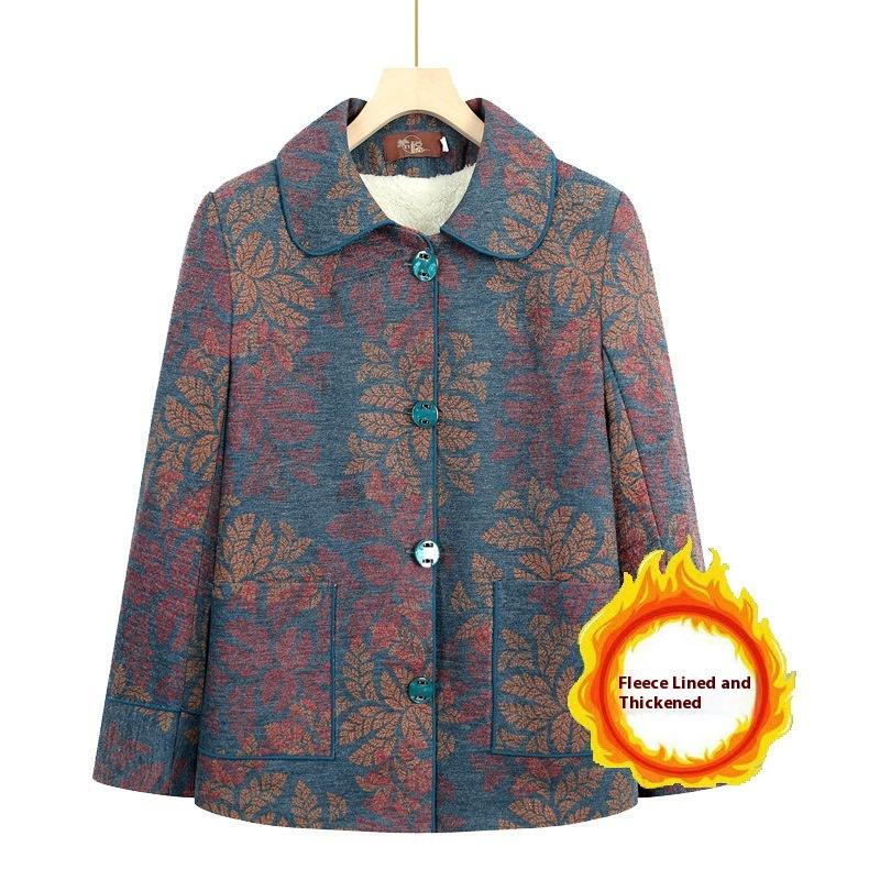 Middle-aged Autumn Women's Coat Velvet Thick Winter Clothes for The Elderly