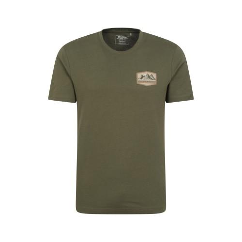Camiseta orgânica com emblema masculino Mountain Warehouse XXS verde/caqui