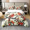 Red Bird Quilt Cover Three-Piece Animal Count Printing Kit Duvet Cover Bedroom Home Decoration