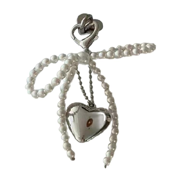 Beaded Bowknot Heart Phone Charm Stylish Keyring Backpacks Pendant Bag Jewelry 1