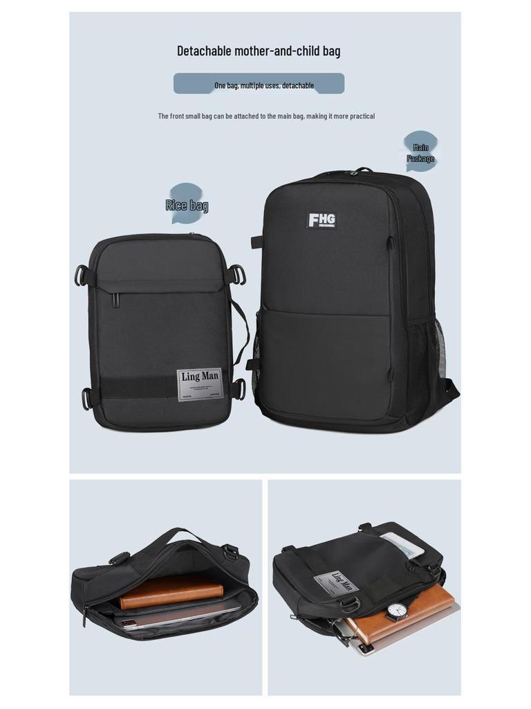 Trendy Minimalist Men's Laptop Backpack: Lightweight, Detachable, Large Capacity for Business Commute & Travel.