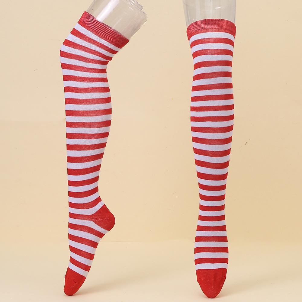 European & American Halloween Christmas Striped Over-the-Knee Socks for Women's Cosplay