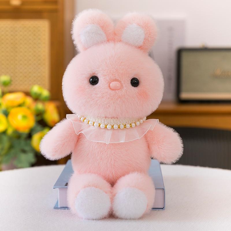 Simulation Pearl Bear Plush Toy With Soft Short Pile For Kids Birthday Gift