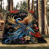 1pc Phoenix Feather Print Outdoor Blanket, Lightweight Polyester,