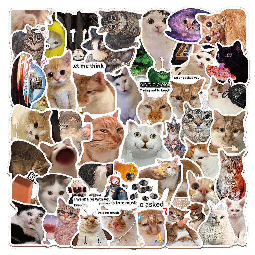 10/30/50pcs Funny Animal Cat MEME Stickers Waterproof Graffiti Stationery Diary Laptop Kawaii Decoration Sticker Toys Gifts