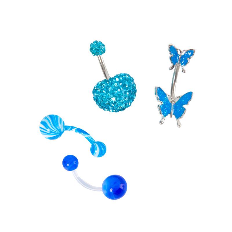 4Pcs Combination Set Belly Button Piercing Simple Piercing Jewelry Navel Ring