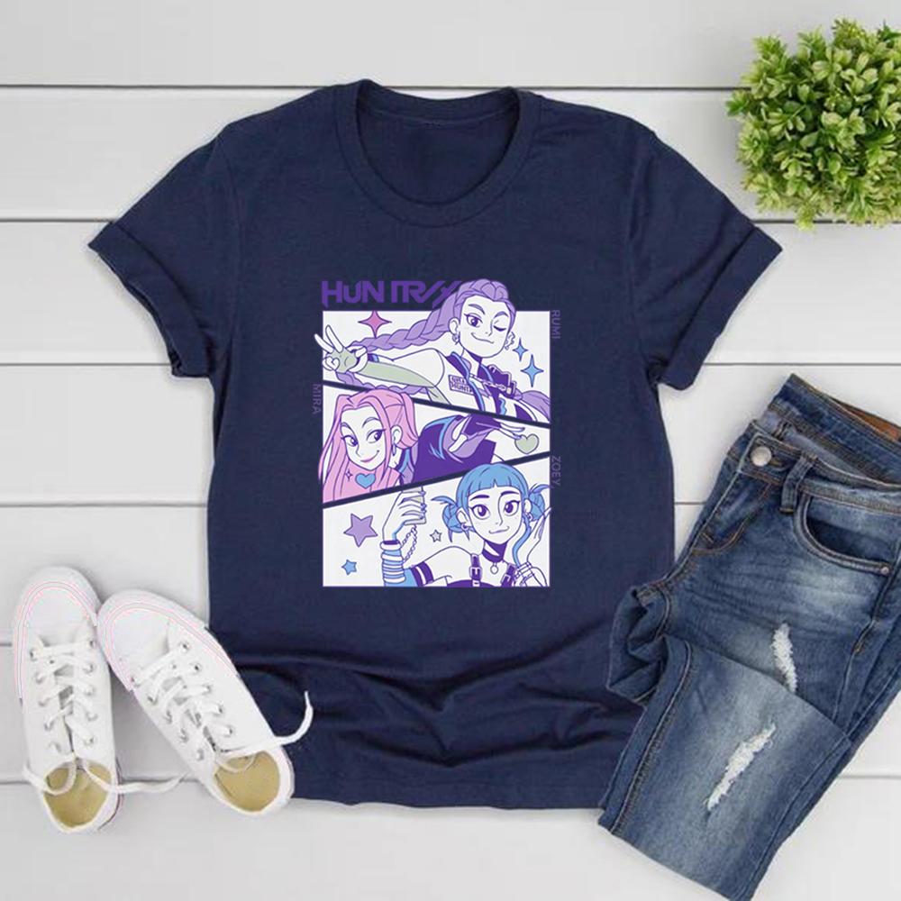Kpop Lovci démonů Tričko Dárek pro milovníka korejského popu Kpop Huntrix Tričko Ležérní s krátkým rukávem Dámská trička Streetwear Dámské topy