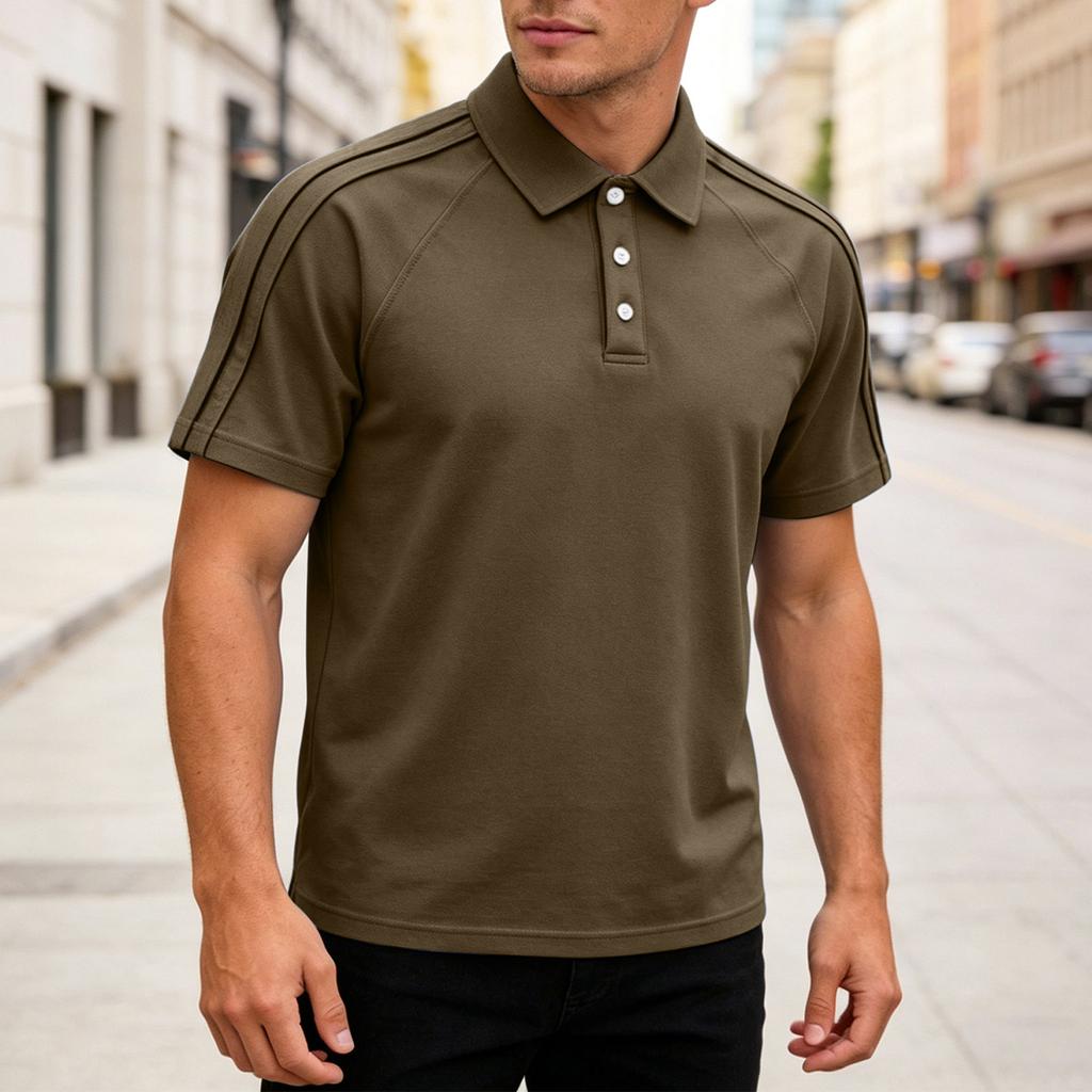Men's Casual Lightweight Breathable Short Sleeve Polo Shirt with Classic Collar and Button Placket Suitable for Everyday Wear