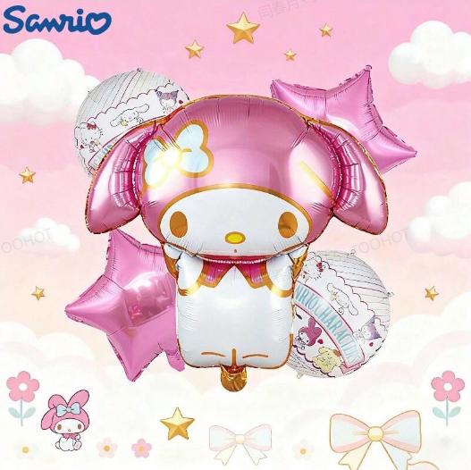 

5PCS Sanrio Foil Balloon Collection My Melody Kuromi Cinnamoroll Hello Kitty Celebration Decor Present Reusable Inflation Party Balloons