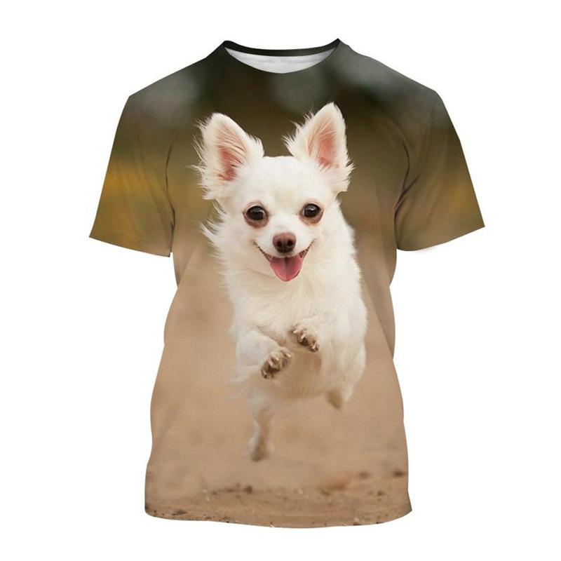 

Летняя милая футболка с 3D-принтом чихуахуа для мужчин и женщин, футболка с коротким рукавом с животным, футболка в стиле харадзюку 6xl