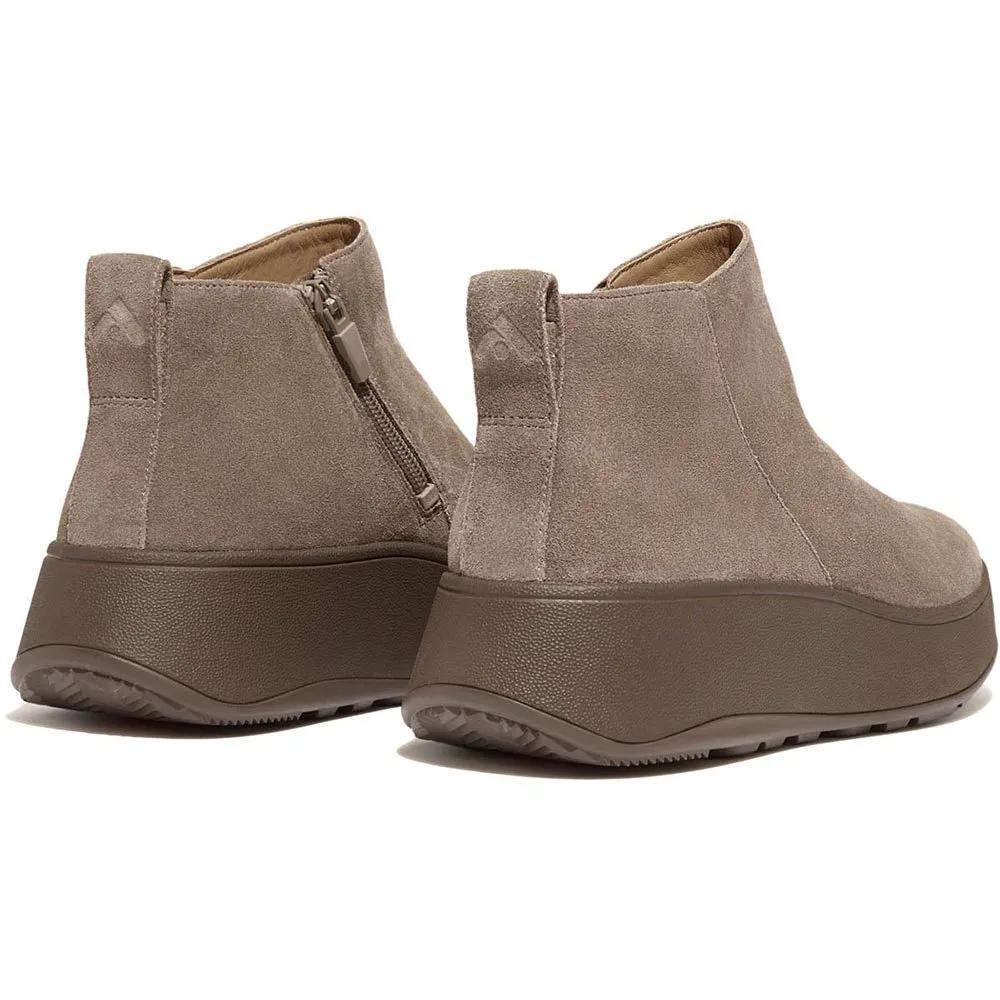 Fitflop F-Mode Wildleder Plateau Reißverschluss Knöchel Schuhe überarbeitet