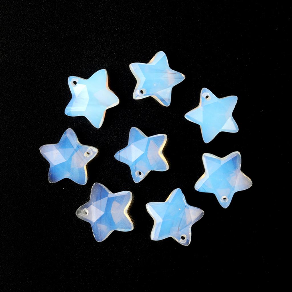 8Pcs/Pack Faceted Natural Stone Beads with Holes Handmade Star Shape Loose Beads for Jewellery Making DIY Necklace Bracelet Accessories Gifts 14x14mm