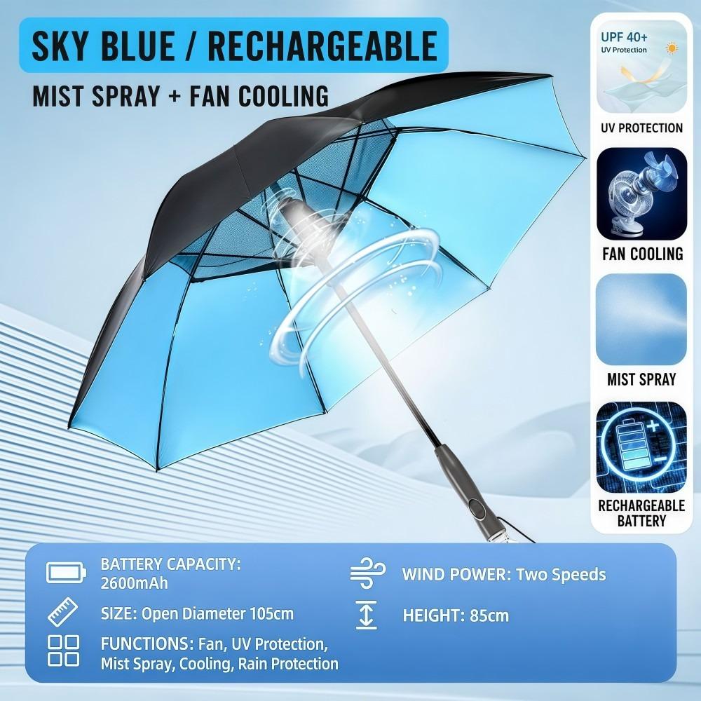 USB-Lade-Kühlender Sonnenschirm UV-Schutz Outdoor-Schirm Für Sommer, Strand, Angeln
