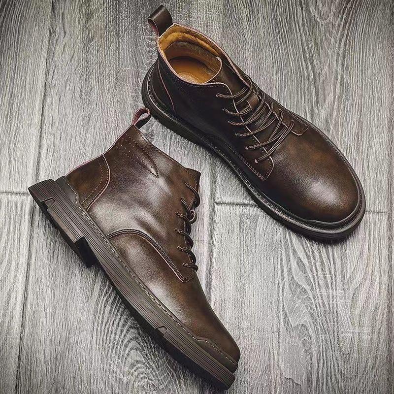 

Модные мужские туфли с высоким вырезом в британском стиле, мужские ботинки, нескользящие, размер 45, новые повседневные предложения, обувь Y2k, горячая распродажа, распродажа 44