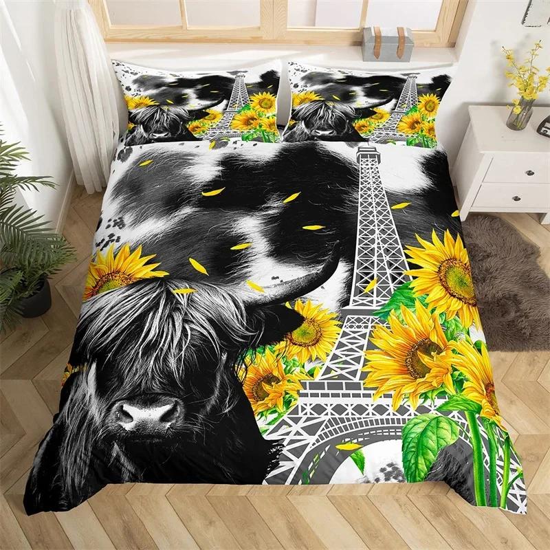 Cowhide Duvet Cover Twin King Farm Animal Bedding Set Western Patchwork Comforter Cover Microfiber Cow Fur Print Bedspread Cover