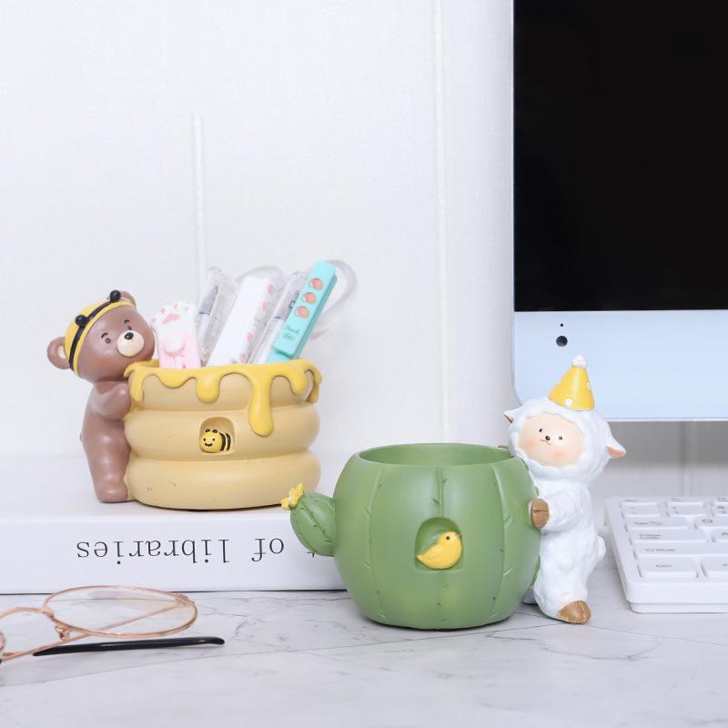 Cartoon Animal Flower Pot Resin Succulent Pot Planter Home Decor Garden Decoration Desktop Ornaments Bonsai Plant Pot
