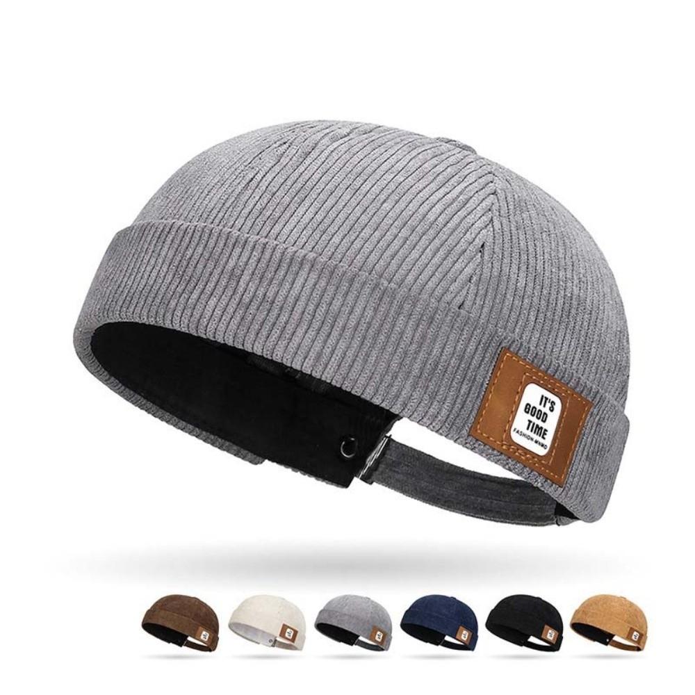 Round Vintage Docker Cap Solid Color Dome Melon Cap Multipurpose Hip Hop Hat  Outdoor
