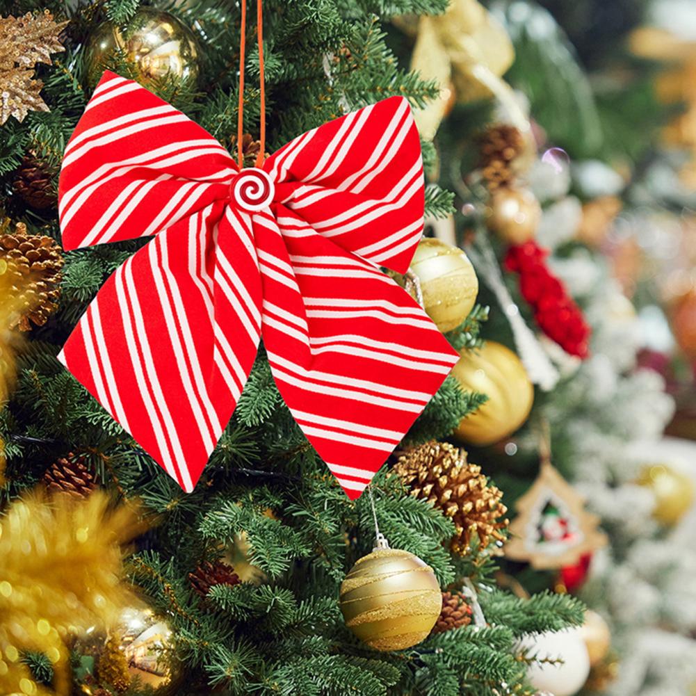 Christmas Bow Set Festive Christmas Tree Bows Festive Candy Cane Stripes Christmas Bows for Wreath Garland Indoor for Wedding