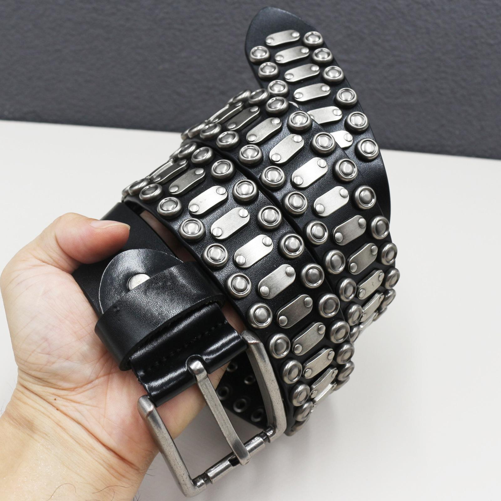 

Pure Cowhide Hardware Rivet Belt Heavy Industry Genuine Leather Punk Belt American Street Full Rivet Belt 125cm