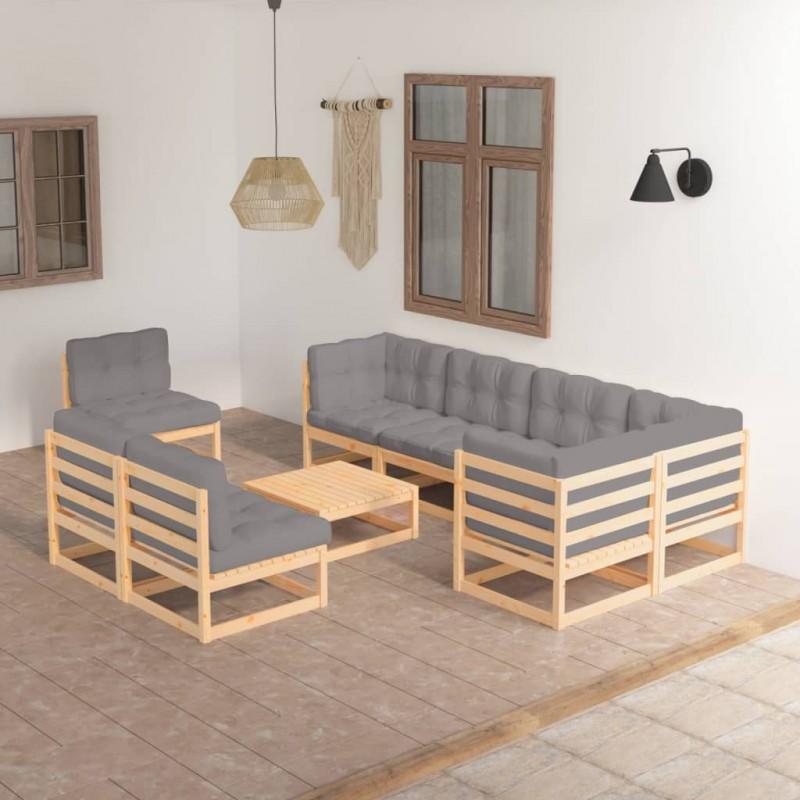 Day and Night - Day and Night Garden Furniture Set 9 Pieces and Cushions Solid Pine Wood