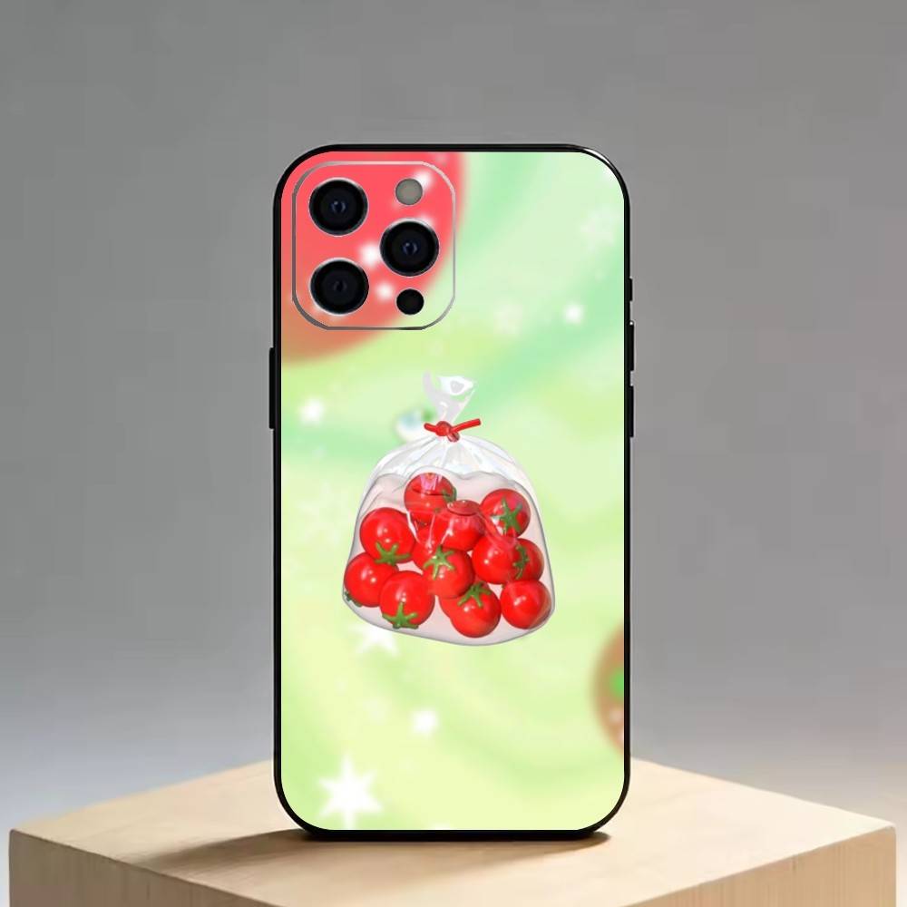 Tomato Cartoon Cute Creative   Phone Case For iPhone 17, 16,15,14,13,12,11 Plus,Pro Max, Others Soft Black Cover