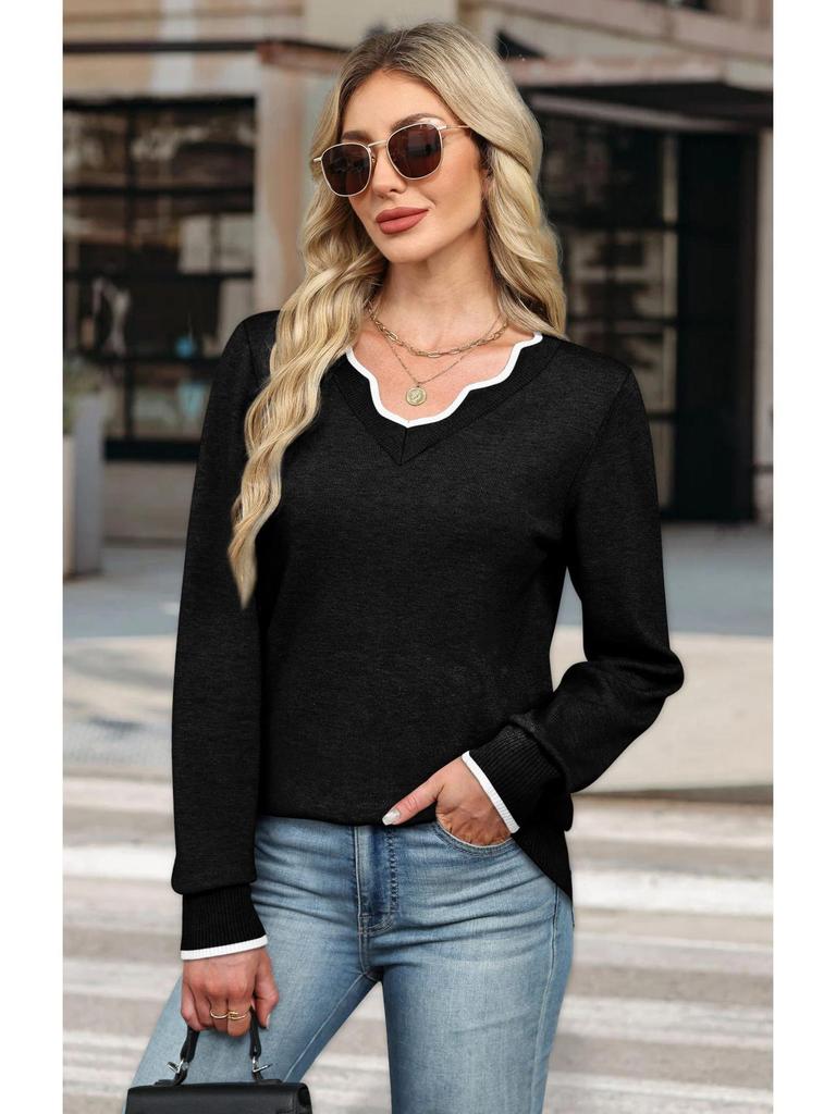 Women's Casual Solid Color Knitted Pullover Sweater - Autumn/Winter Collection
