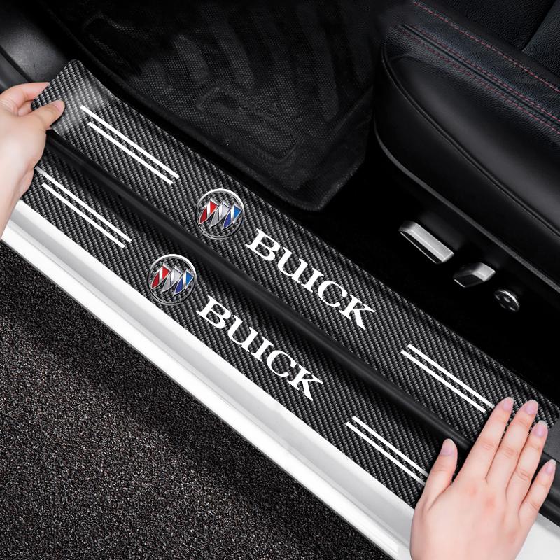 4Pcs Car accessories Door Sill Scuff Plate Decor Carbon Fiber Stickers For Buick Century Excelle XT Envision enclave royaum GL8